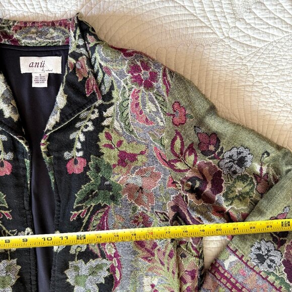 Anii by Natural Floral Tapestry Whimsigoth Open Front Long Cardigan Size S - Picture 15 of 16
